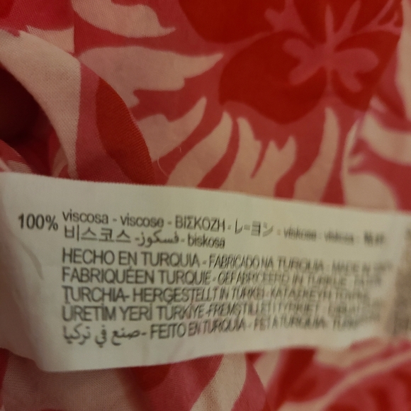 Zara Button-Down Printed Mini Dress Pink and White Large - Picture 7 of 8